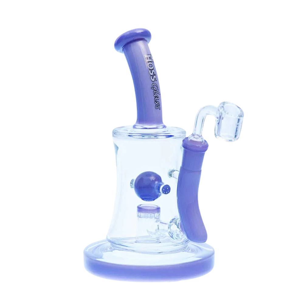 Hoss | 10" Hourglass Marble Rig [H509] Glass Rig Smoking Cat Distribution Milk Purple