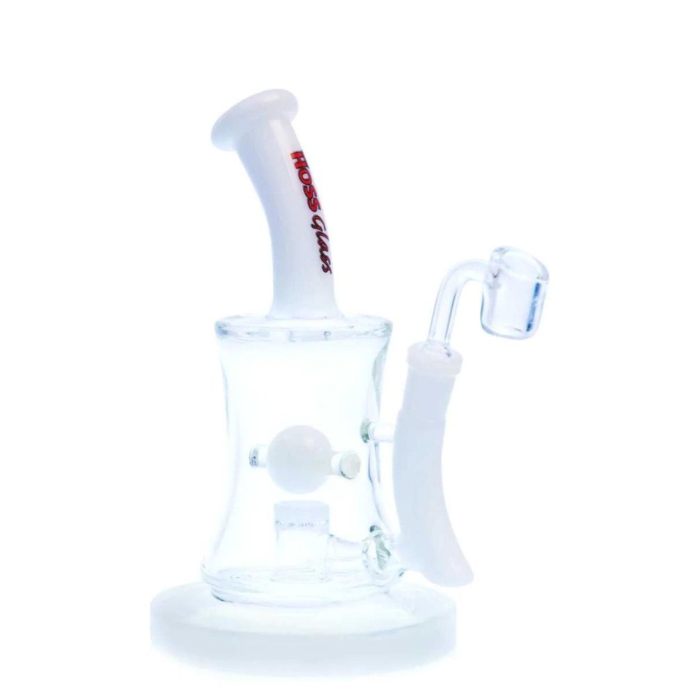 Hoss | 10" Hourglass Marble Rig [H509] Glass Rig Smoking Cat Distribution Milk White