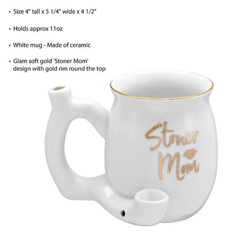 ROAST AND TOAST STONER MOM PIPE MUG - WHITE WITH GOLD PRINT Mug Pipe Roast and Toast Gifts