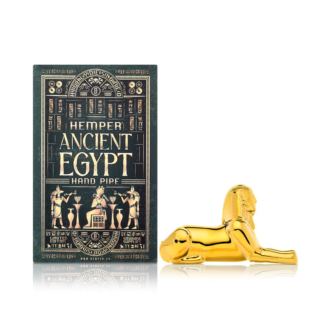 Hemper | 5" Ancient Egypt Hand Pipe – Sphinx Gold Edition [PP6062] Glass Pipe Smoking Cat Distribution