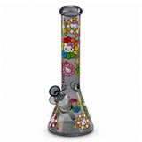 14" Character & Leaf Pattern Beaker Glass Bong Super Supplys Inc Black