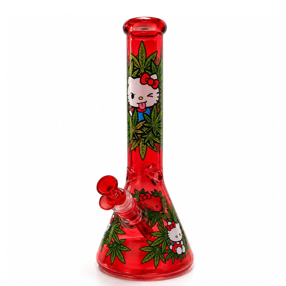 14" Character & Leaf Pattern Beaker Glass Bong Super Supplys Inc Red