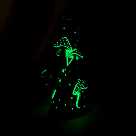 10" 3D Mushroom Spirit Beaker Bong – Glow in the Dark Glass Water Pipe