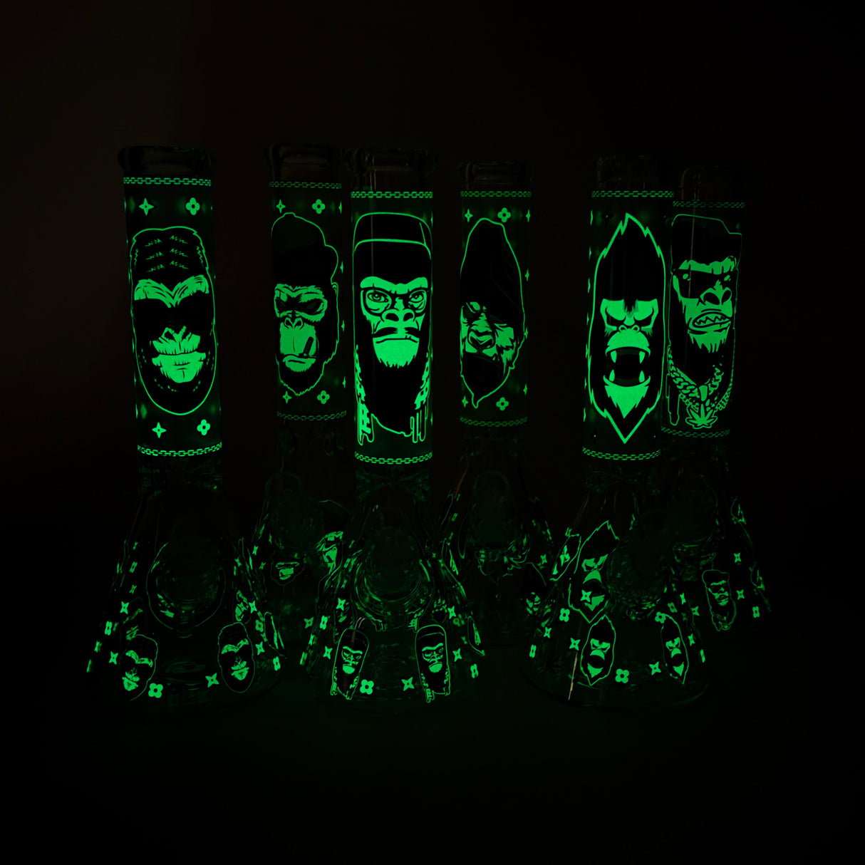 14" 7mm Gorilla Designs Glow In The Dark Beaker Bong – In the Box [FT1892ATS] Glass Bong LEHIGH WHOLESALE