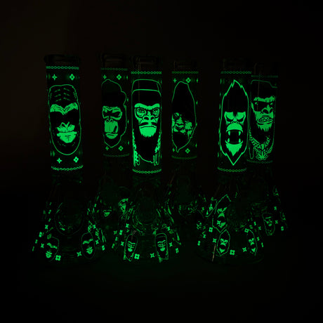 14" 7mm Gorilla Designs Glow In The Dark Beaker Bong – In the Box [FT1892ATS]