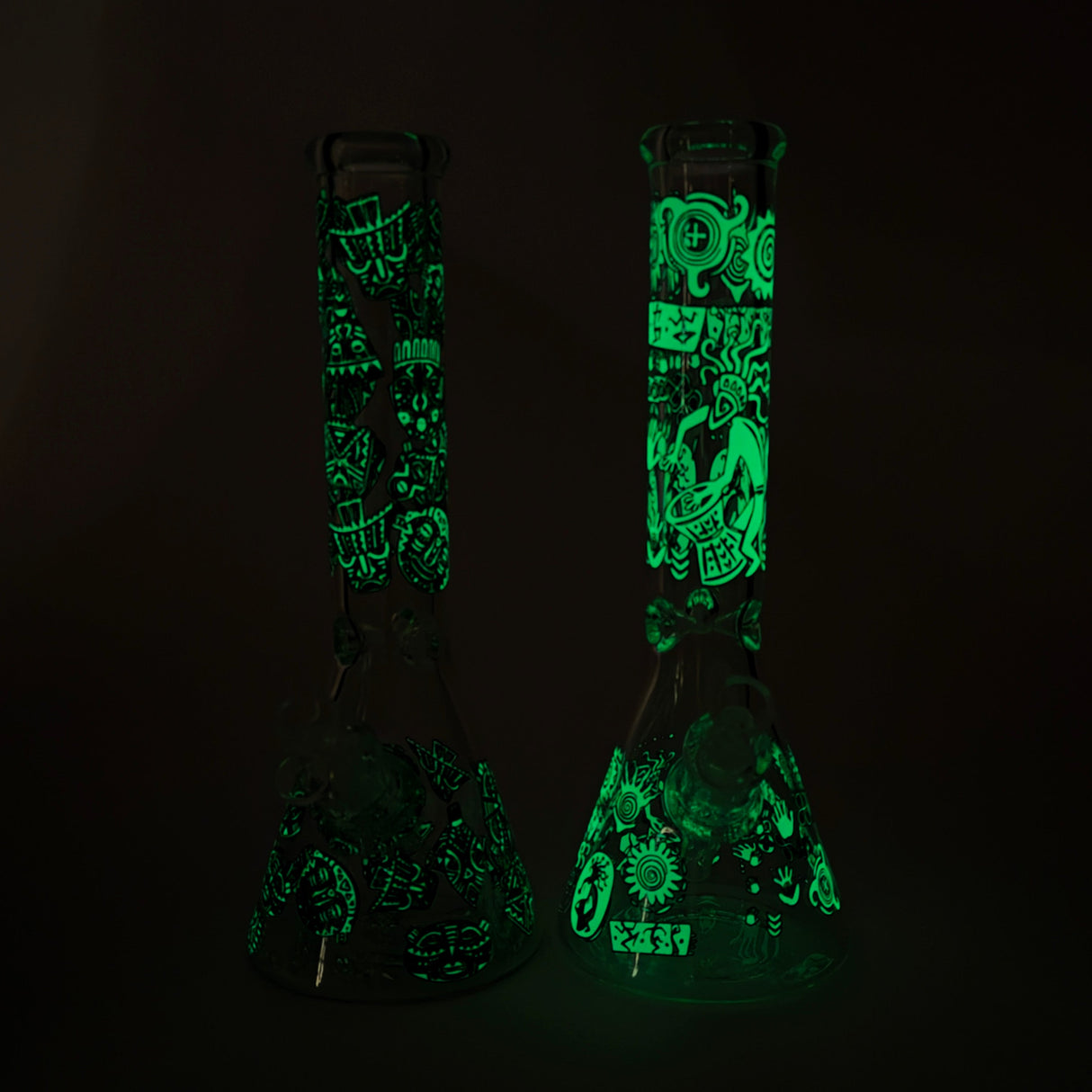 14" 7mm Thick Glass Water Bong – Glow in the Dark Beaker Bong Glass Bong LEHIGH WHOLESALE