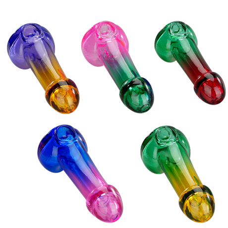 5″ Glass Pipe – Adult (Mixed Color) – Display of 6 [JFR040] Glass Pipe Canadian Distributor