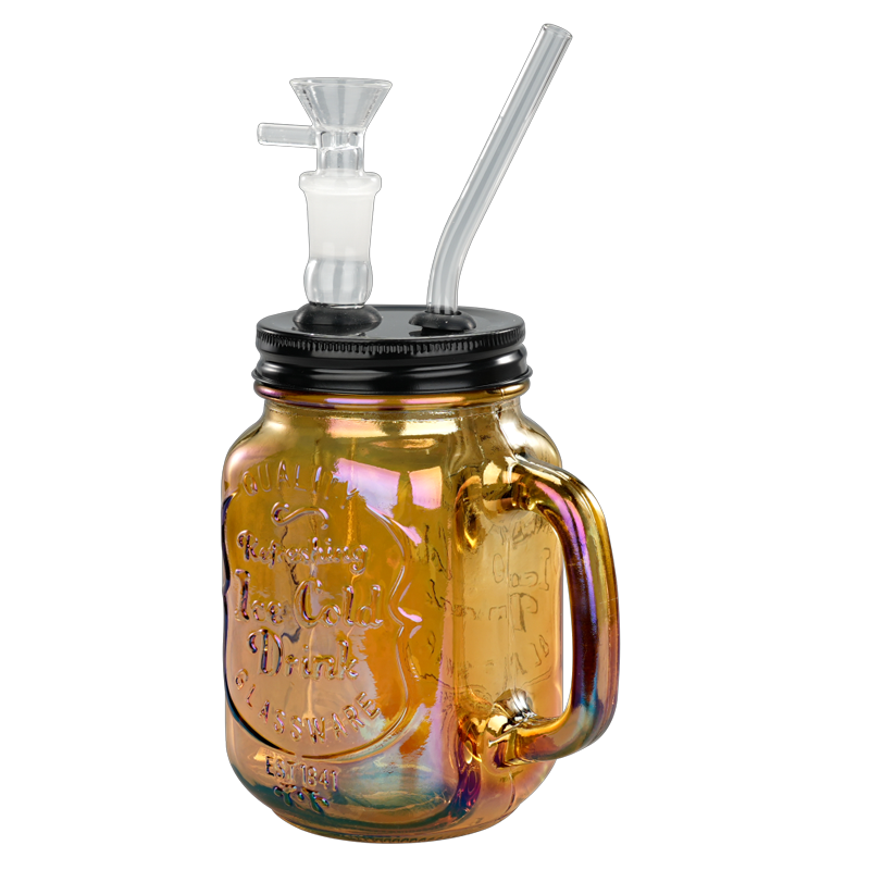 TOPPUFF® | 5.5″ Mason Jar Glass Bong – Surface Plating Colors [JTOP01.1005] Glass Bong Canadian Distributor Brown
