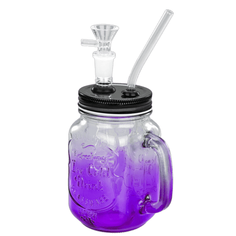 TOPPUFF® | 5.5″ Mason Jar Glass Bong – Surface Plating Colors [JTOP01.1005] Glass Bong Canadian Distributor Purple