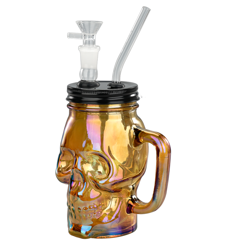 TOPPUFF® | 6″ Skull Cup Glass Bong – Surface Painting Colors [JTOP01.1006] Glass Bong Canadian Distributor Brown