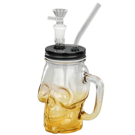 TOPPUFF® | 6″ Skull Cup Glass Bong – Surface Painting Colors [JTOP01.1006] Glass Bong Canadian Distributor Yellow