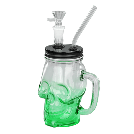 TOPPUFF® | 6″ Skull Cup Glass Bong – Surface Painting Colors [JTOP01.1006] Glass Bong Canadian Distributor Green