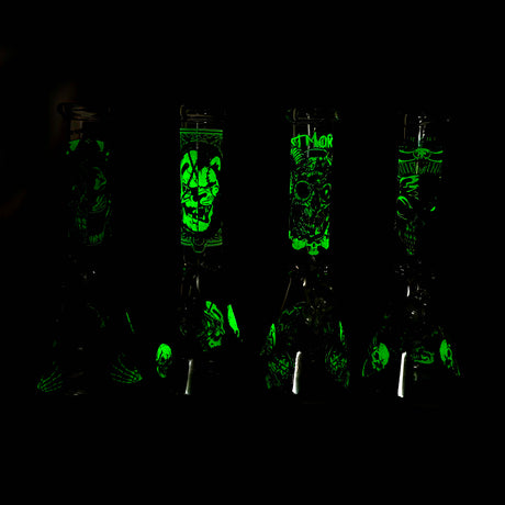 10" Glow-in-the-Dark Monster Design Glass Beaker Bong