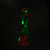 10" 3D Under The Sea Design Glass Beaker Bong-Glow in the dark Glass Bong 777 Smoke