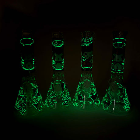 10" Cartoon Girl Design Glass Beaker Bong Glass Bong 777 Smoke