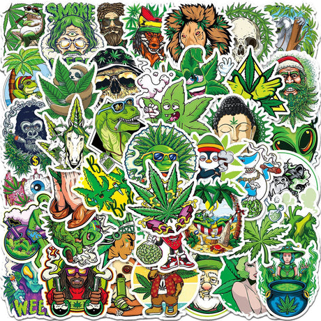 50pcs Assorted Cannabis Design Stickers