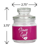 ASHTRAY AND STASH JAR SET - PINK STONER GIRL DESIGN