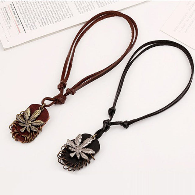 Mr Johnny Green | Leather Dog tag Pendant on Adjustable cord Necklace [M065] Jewelry Canadian Distributor