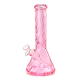 12.5" Diamond Cut Textured Beaker Bong – 7mm Glass Glass Bong Super Supplys Inc Pink