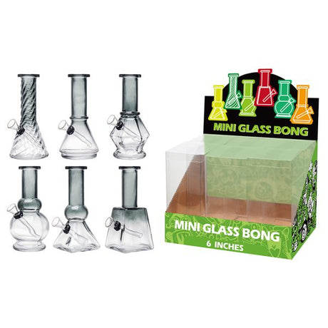 6″ Soft Glass Two Tone Mini Bongs – Assorted Designs | 6-Piece Display [GL-M6020x]