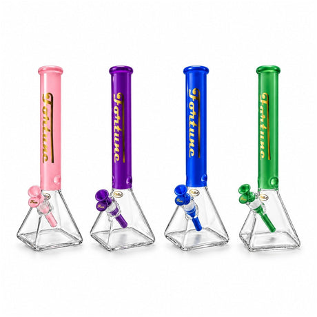 Fortune 18" 7mm Square Base Glass Water Pipe – 50mm Neck Glass Bong Fortune