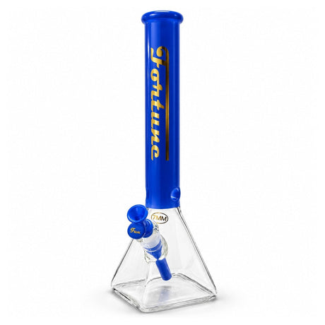 Fortune 18" 7mm Square Base Glass Water Pipe – 50mm Neck Glass Bong Fortune Blue