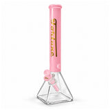 Fortune 18" 7mm Square Base Glass Water Pipe – 50mm Neck Glass Bong Fortune Pink