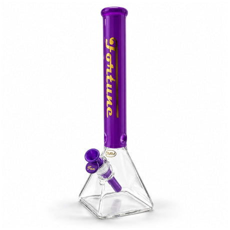 Fortune 18" 7mm Square Base Glass Water Pipe – 50mm Neck Glass Bong Fortune Purple