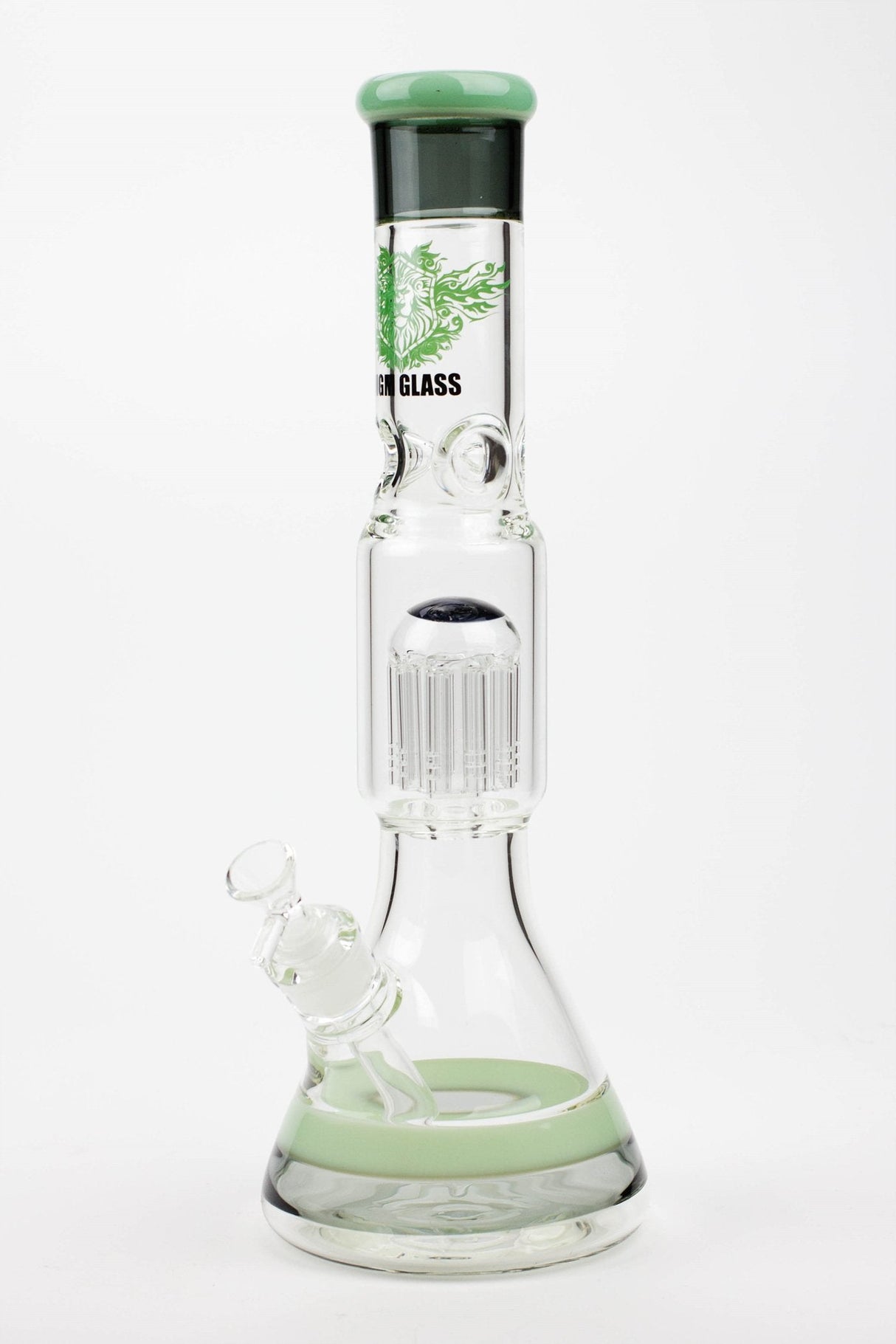 16" MGM glass / 7 mm / single tree arm glass water bong-Milky Green - One Wholesale