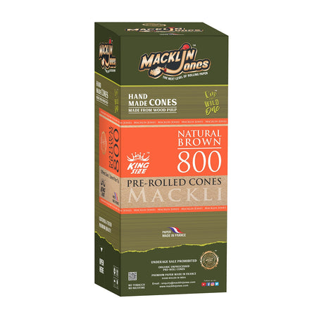 Macklin Jones - Natural Brown King Size Pre-Rolled cones Tower 800 Pre-rolled Cone (Bulk / Tower) Macklin Jones