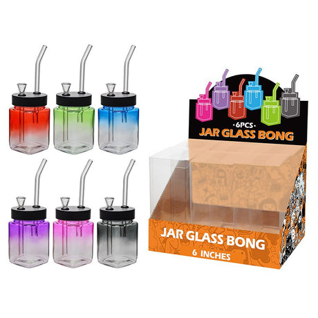 8″ Glass Bong – Assorted Designs | 6-Piece Display [GL-MS0x01] Glass Bong Canadian Distributor Colorful