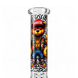 10" Graffiti Bear Glass Beaker - Glow in the Dark Glass Bong Super Supplys Inc