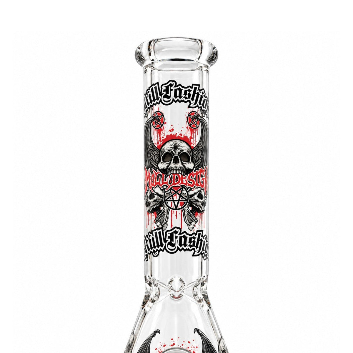 10" Glow-in-the-Dark Skull Graphic Beaker Glass Bong Super Supplys Inc