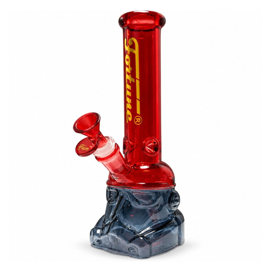 Fortune | 10" Novelty Helmet Glass Water Pipe Glass Bong Fortune Red