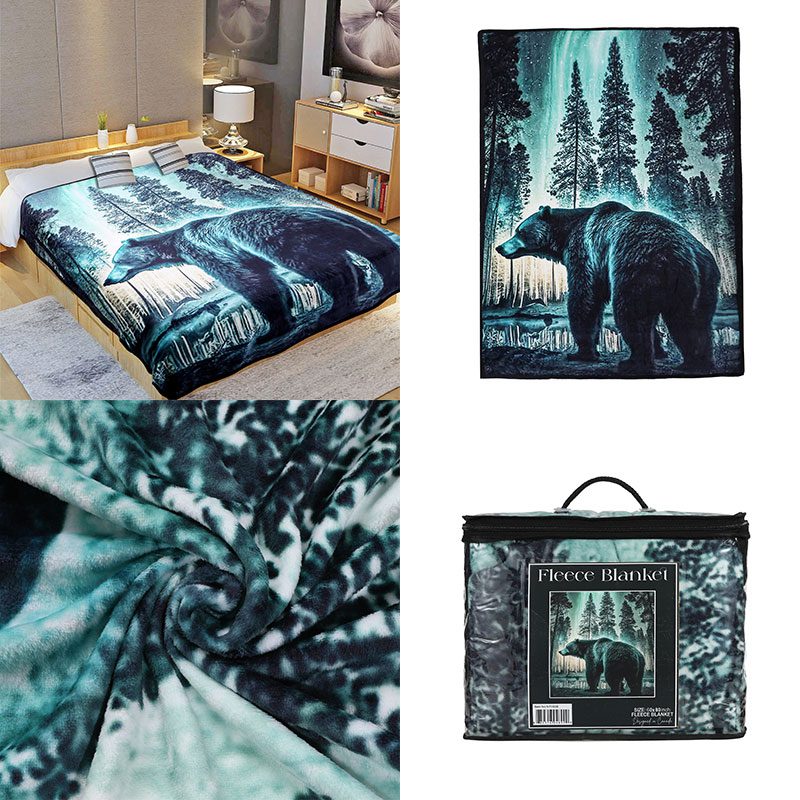 Digital Printed Single layer 1 ply Licensed Fleece Blanket [Combo-B] Blanket Canadian Distributor Bear