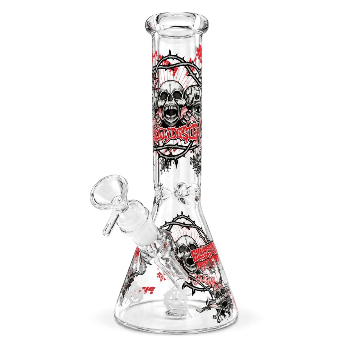 10" Glow-in-the-Dark Skull Graphic Beaker Glass Bong Super Supplys Inc A