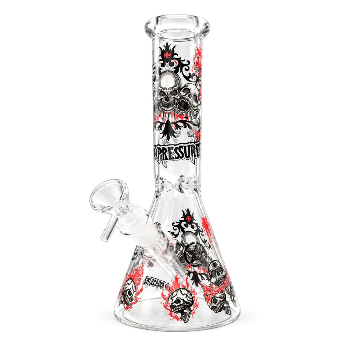 10" Glow-in-the-Dark Skull Graphic Beaker Glass Bong Super Supplys Inc C