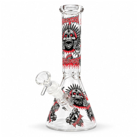 10" Glow-in-the-Dark Skull Graphic Beaker Glass Bong Super Supplys Inc D