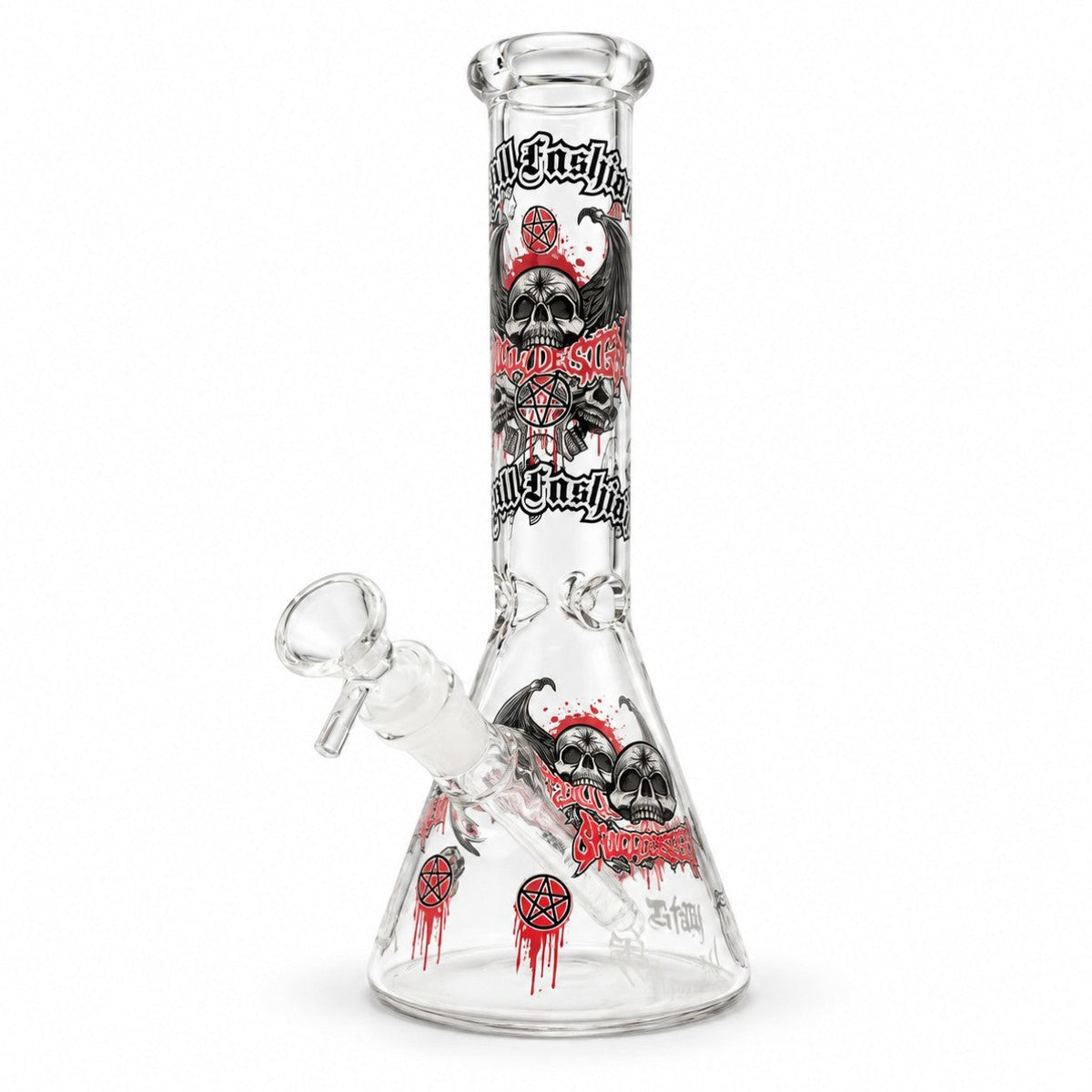 10" Glow-in-the-Dark Skull Graphic Beaker Glass Bong Super Supplys Inc E