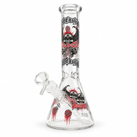 10" Glow-in-the-Dark Skull Graphic Beaker Glass Bong Super Supplys Inc E