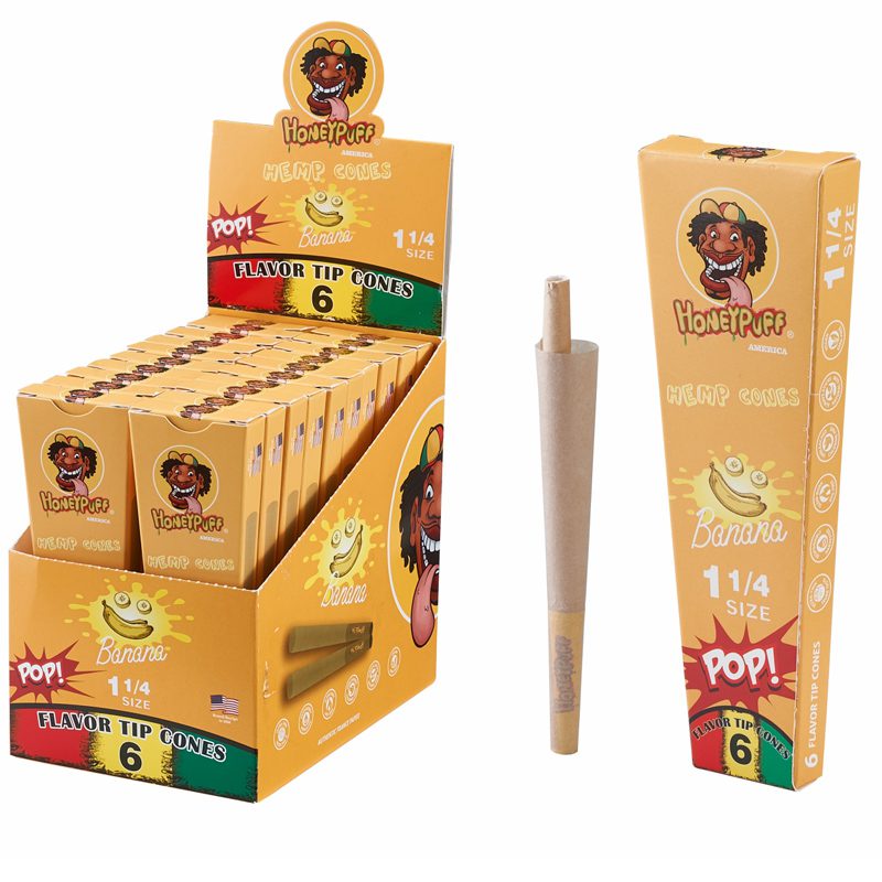 HoneyPuff | Pre-Rolled Flavored Cones – 1 1/4 Size (20 Packs/Display) [P1174] Pre-rolled Cone (Display Pack) Canadian Distributor Banana