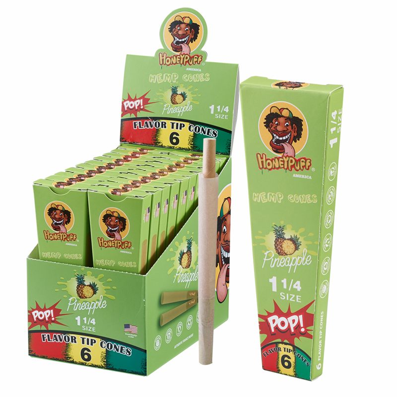 HoneyPuff | Pre-Rolled Flavored Cones – 1 1/4 Size (20 Packs/Display) [P1174] Pre-rolled Cone (Display Pack) Canadian Distributor Pineapple