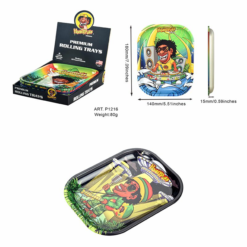 Honey Puff | Premium Paper Iron Rolling Tray – 5.5" [P1216] Display of 6 Tray Canadian Distributor