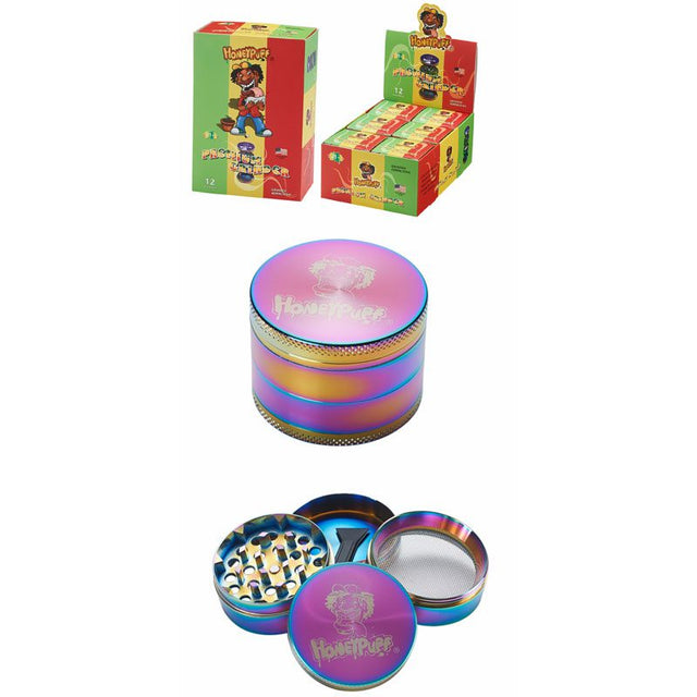 Honey Puff | 4 Parts 50mm Grinder-Rainbow Color Box of 6 [P1023] Display Pack Canadian Distributor