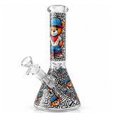 10" Graffiti Bear Glass Beaker - Glow in the Dark Glass Bong Super Supplys Inc A