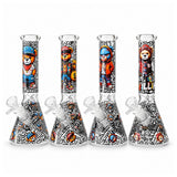 10" Graffiti Bear Glass Beaker - Glow in the Dark Glass Bong Super Supplys Inc