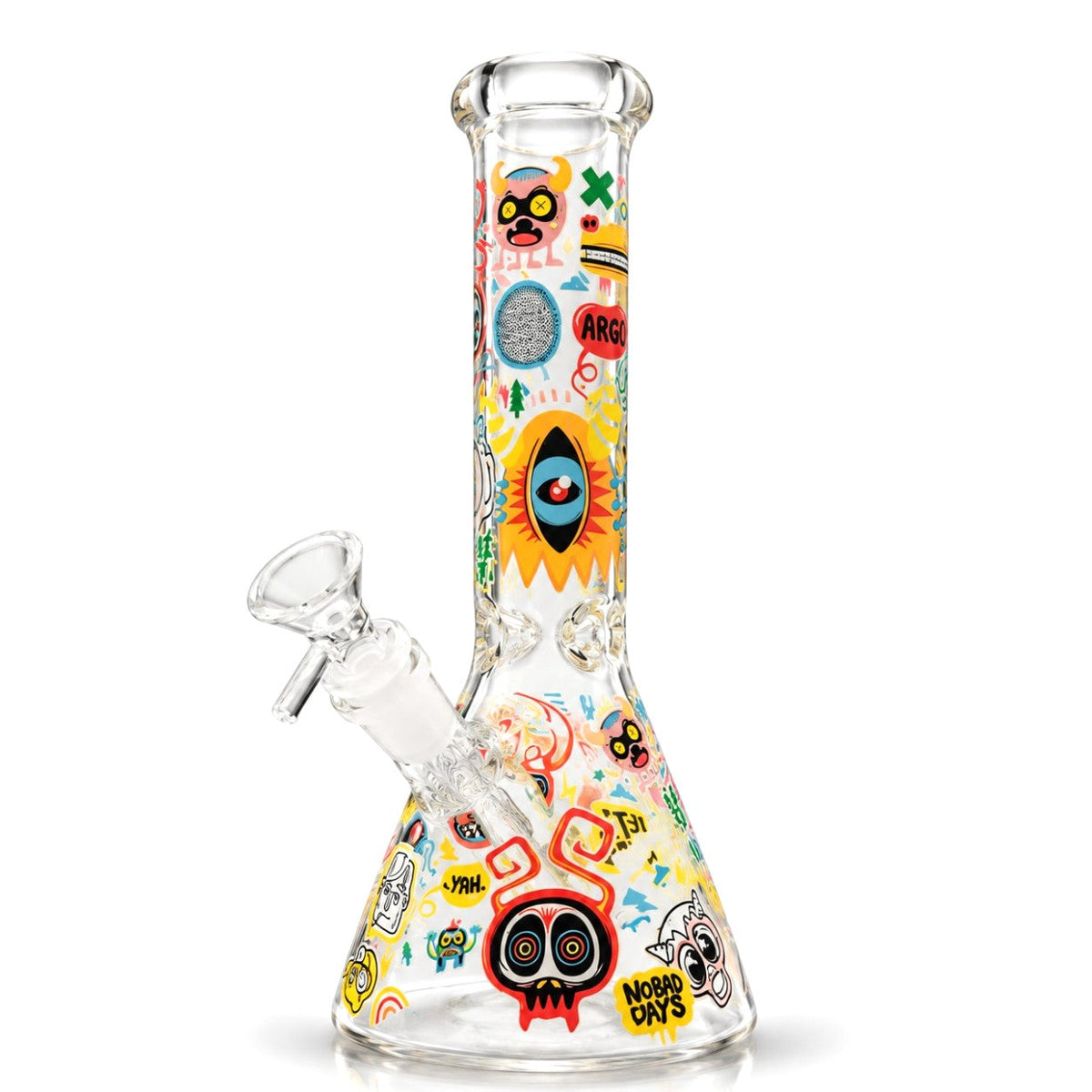 10" Glow-in-the-Dark Graffiti Beaker Glass Bong Super Supplys Inc E