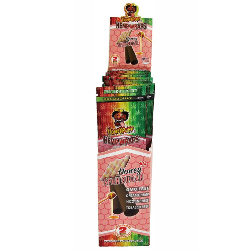 Honey Puff | Flavored Hemp Wrap-12 packs/display [P809x] Leaf Wrap Canadian Distributor Honey Spun Sugar
