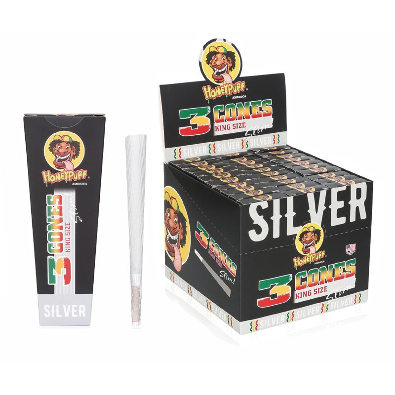 HoneyPuff | Pre-Rolled Cones – Slim Colored Paper (King Size, 20 Packs/Display) [P8203] Pre-rolled Cone (Display Pack) Canadian Distributor White