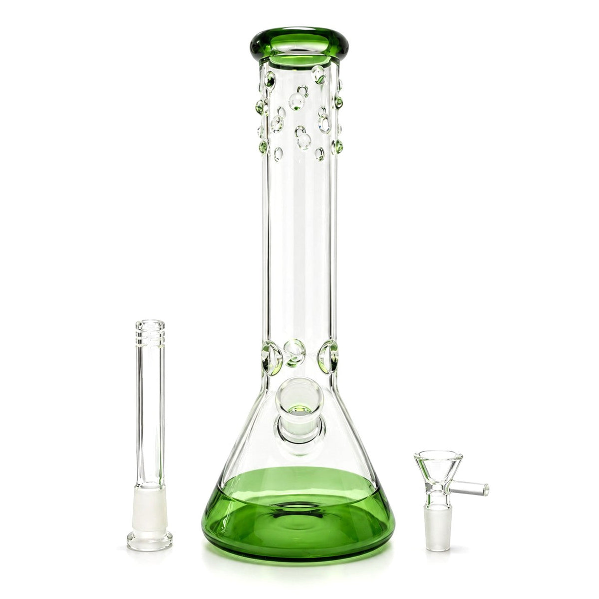 14" Green Accent Beaker Glass Bong Super Supplys Inc